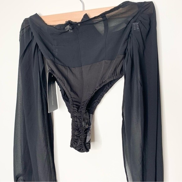 NWT Pretty Little Thing Goth Chiffon Halterneck Underbust Corset Bodysuit 2 - Picture 8 of 11